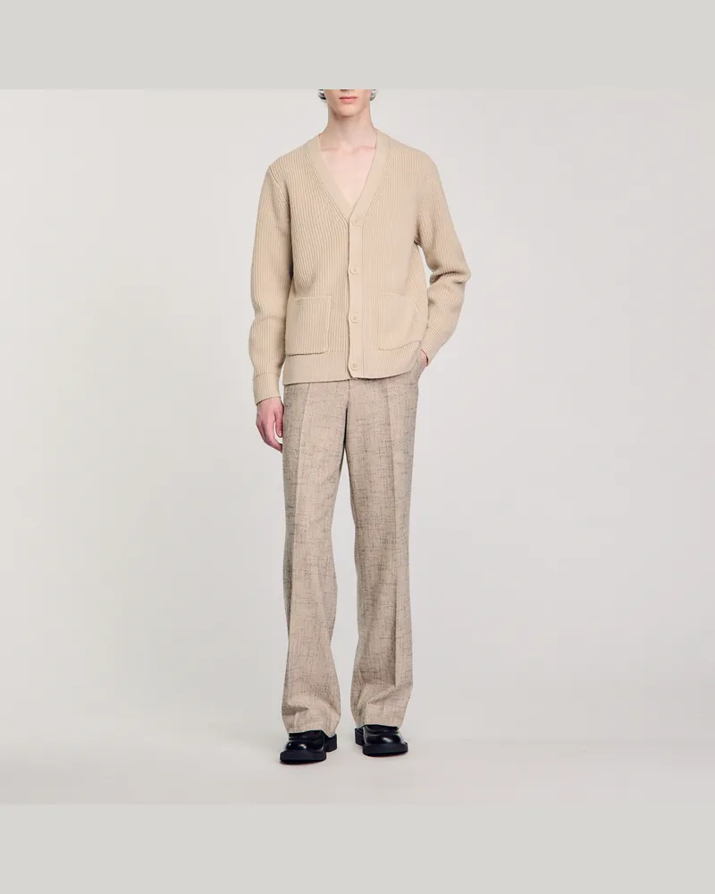 Sandro Cardigan aus Rippstrick Beige