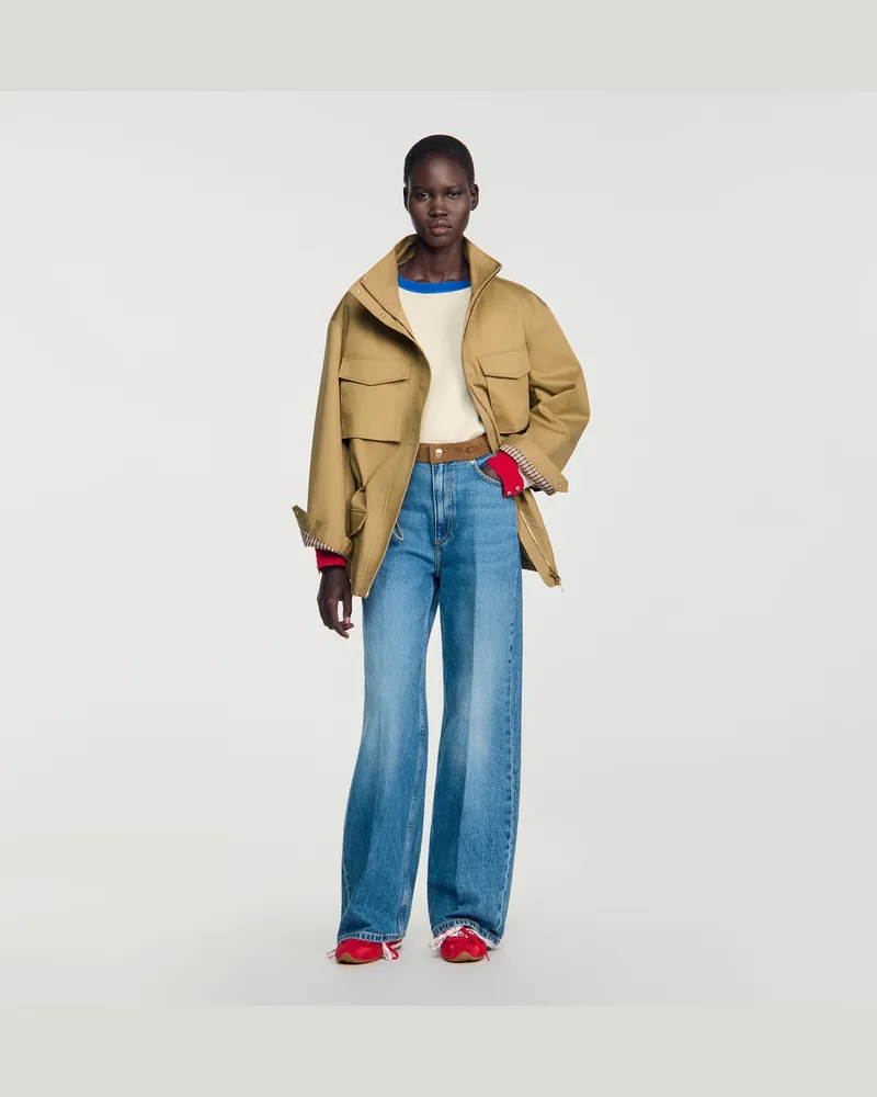 Sandro Gerade Jeans mit Ledergürtel Jeansblau