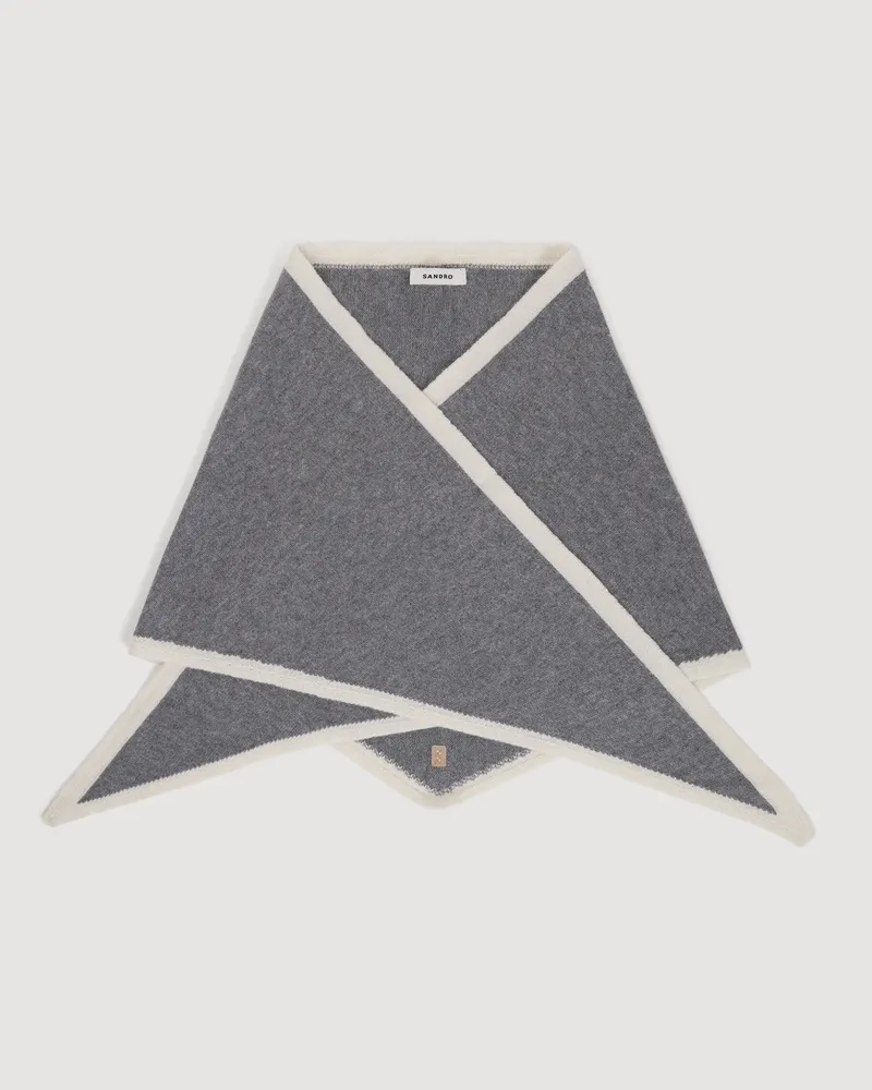 Sandro Zweifarbiges Wolldreieckstuch Gris