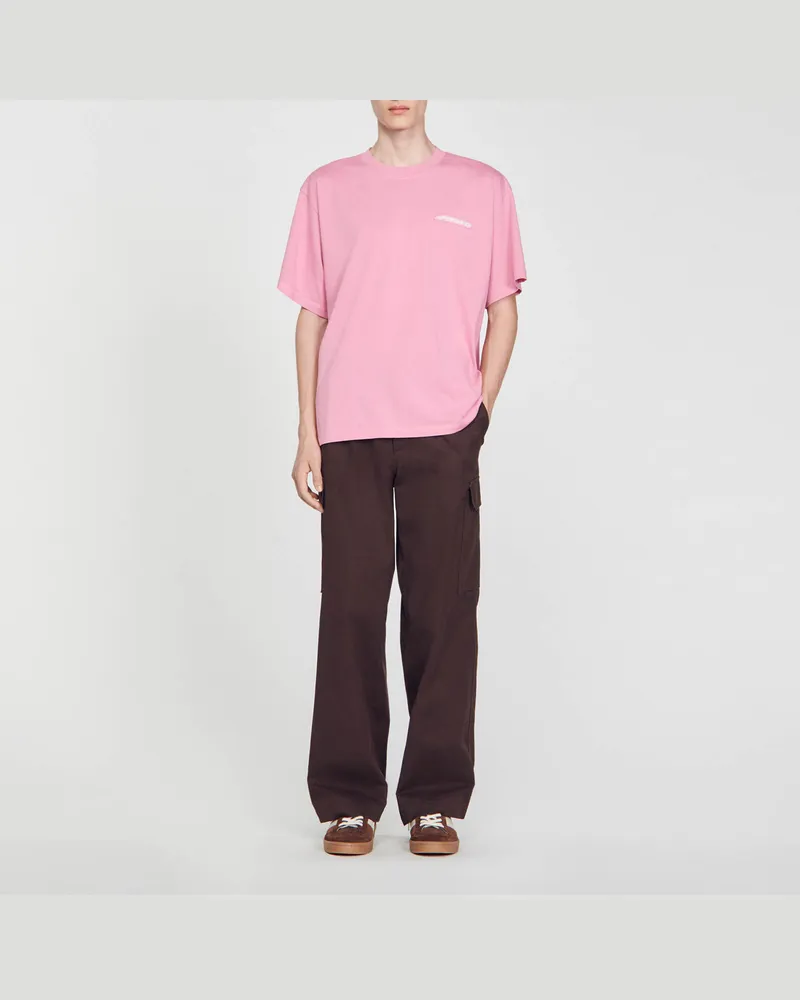 Sandro Baumwoll-T-Shirt Rosa