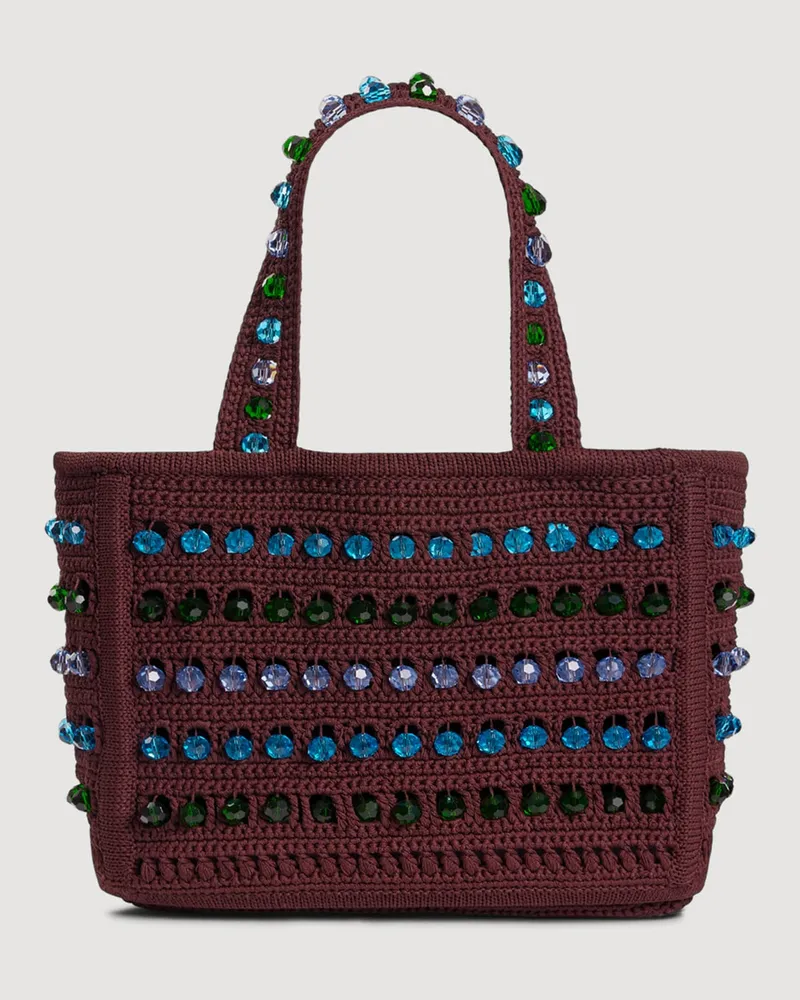 Sandro Häkeltasche mit Perlen Braun