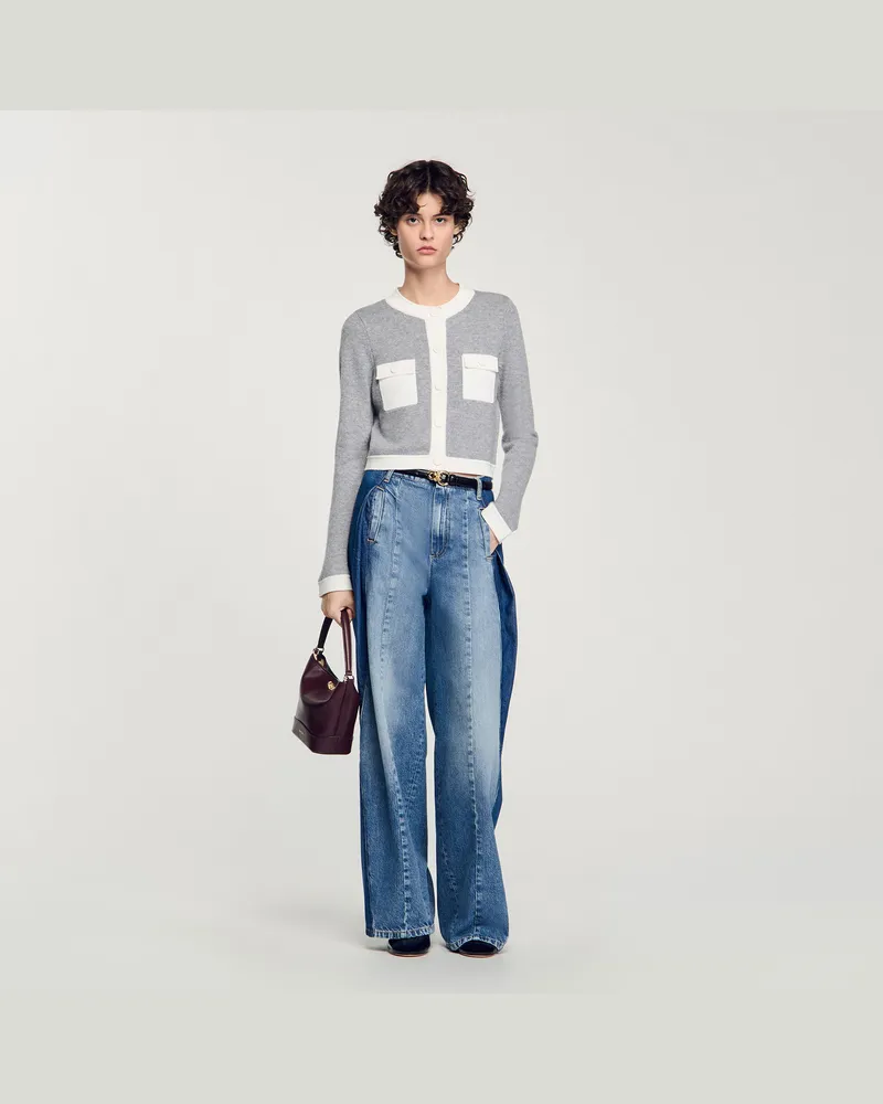 Sandro Zweifarbiger Cardigan Grau