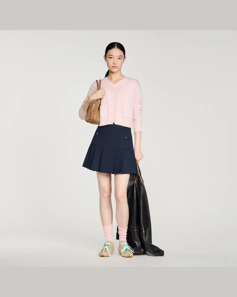 Sandro Kurzer Kaschmir-Cardigan Blass-rosa