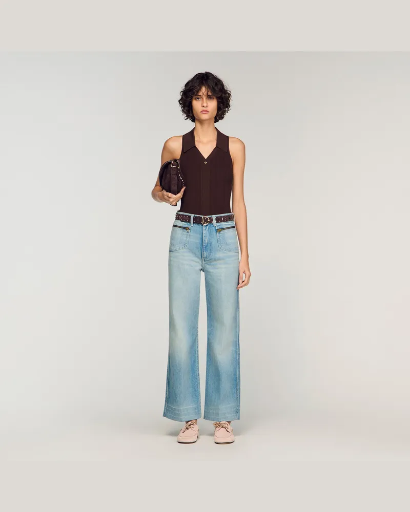 Sandro Gerade Jeans aus verwaschenem Denim Jeansblau