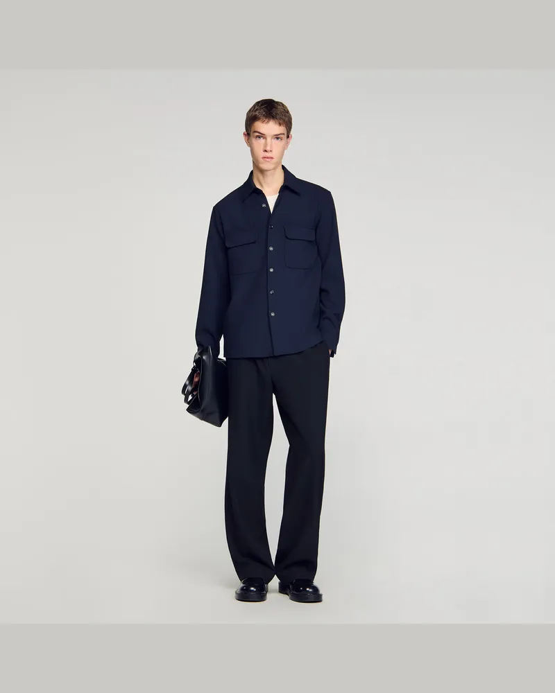 Sandro Hemd mit aufgesetzten Taschen Marine