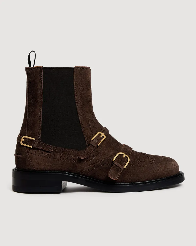 Sandro Chelsea-Boots mit Schnallen Braun