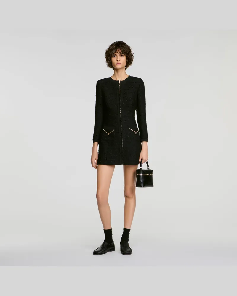 Sandro Kurzes Kleid mit Metallkette Schwarz
