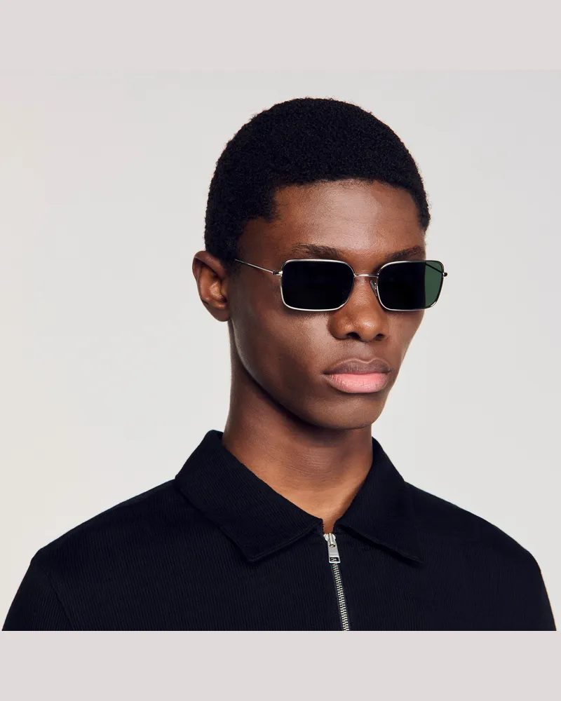 Sandro Rechteckige Sonnenbrille Silber