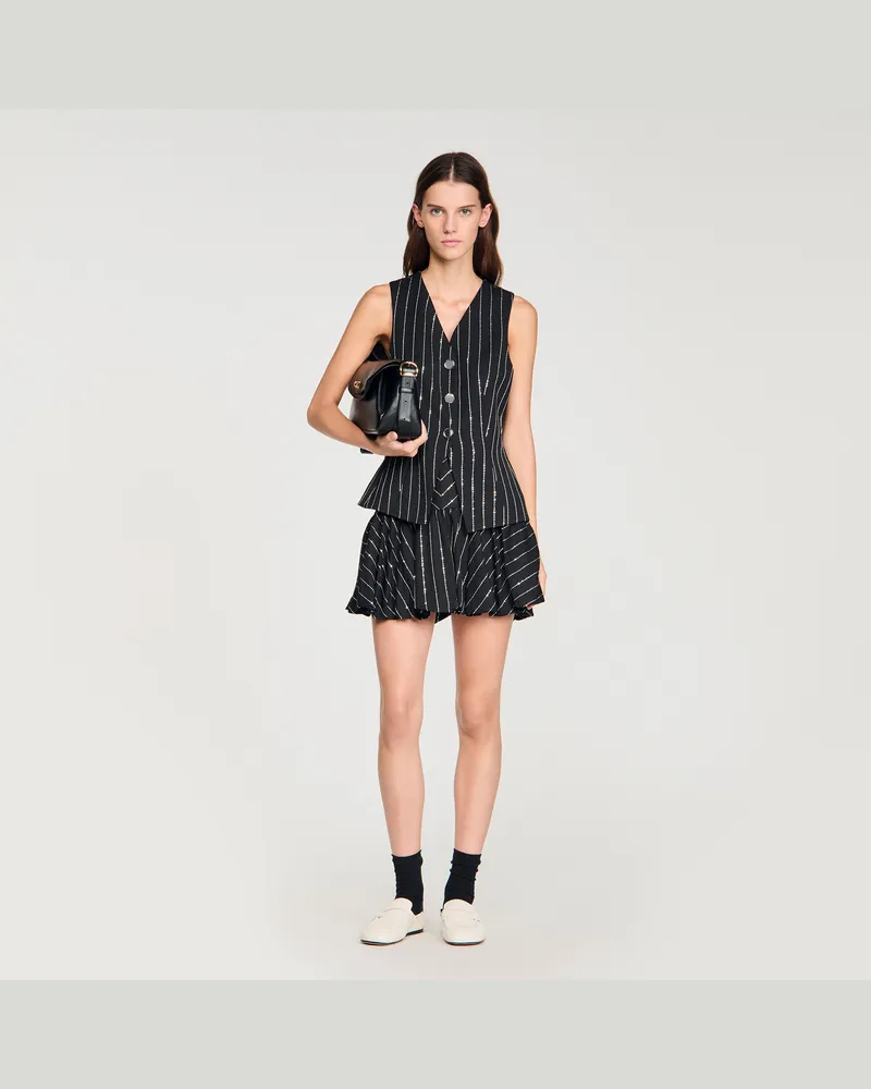 Sandro Blazer mit Paillettenstreifen Schwarz