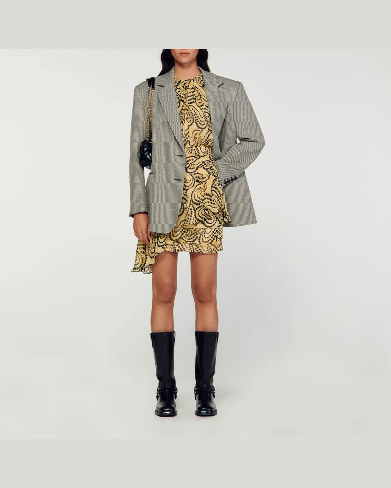 Sandro Asymmetrisches Kleid mit Paisleymuster Gelb