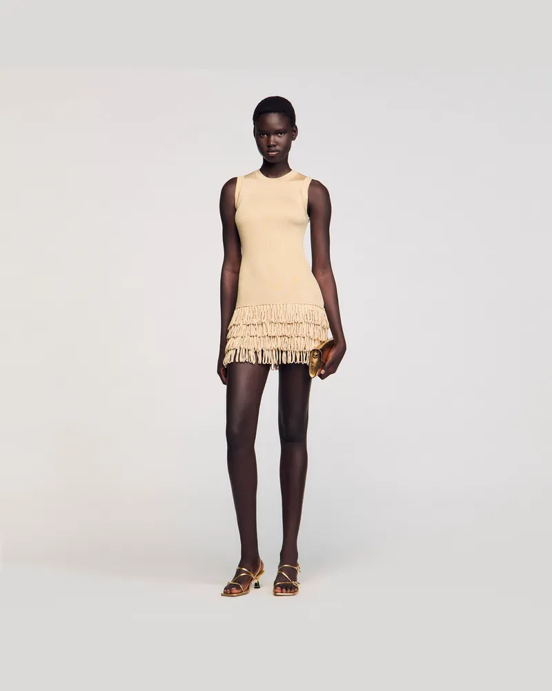 Sandro Kurzes Strickkleid Gold
