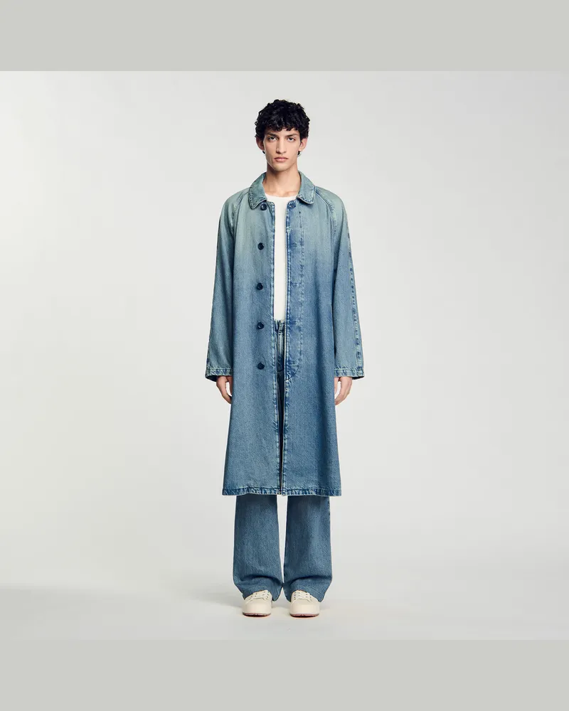 Sandro Langer Mantel aus Jeansstoff Blue-vintage-denim