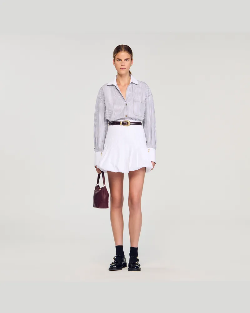 Sandro Gestreiftes Oversize-Hemd Ecru