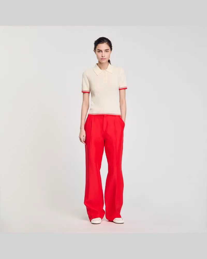 Sandro Pullover mit Polokragen Ecru