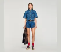 Shorts aus Denim mit Volants