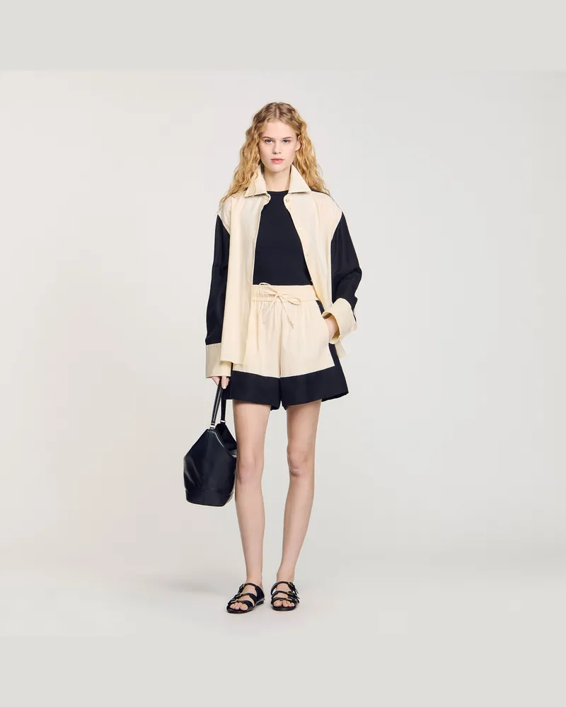 Sandro Zweifarbige Shorts Ecru