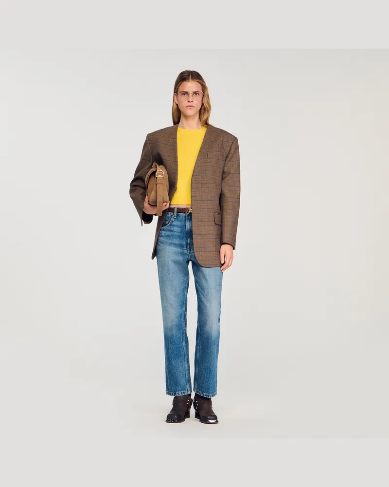 Sandro Oversize-Jacke mit Karomuster Ocre