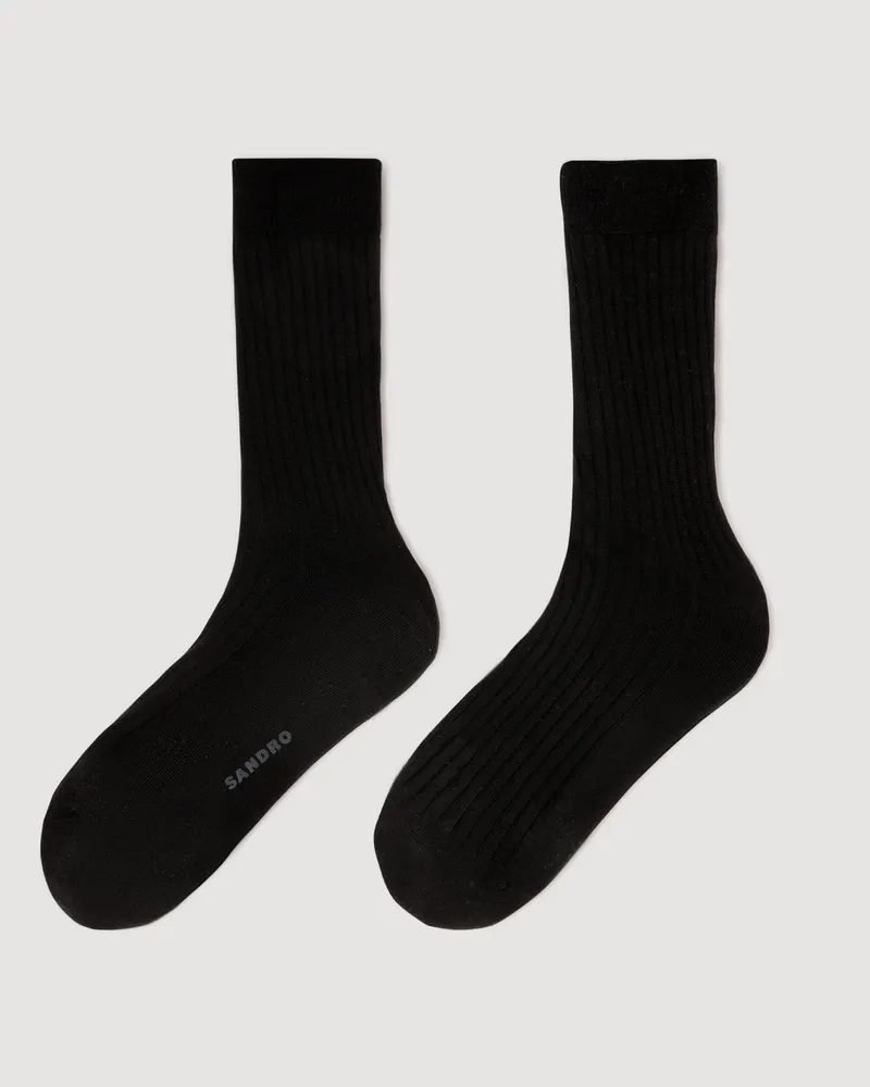Sandro Feine Seidensocken Schwarz
