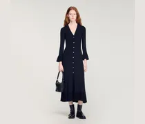 Langes Strickkleid mit Volant