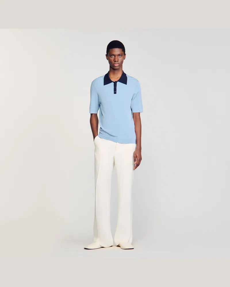 Sandro Zweifarbiges Poloshirt Chambray.