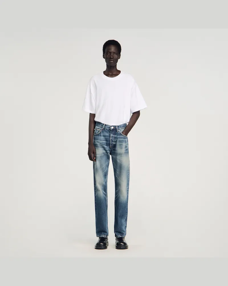 Sandro Verwaschene Regular Fit Jeans Blue-vintage-denim