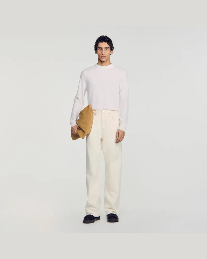 Sandro Baggy-Jeans mit Kontrast Ecru
