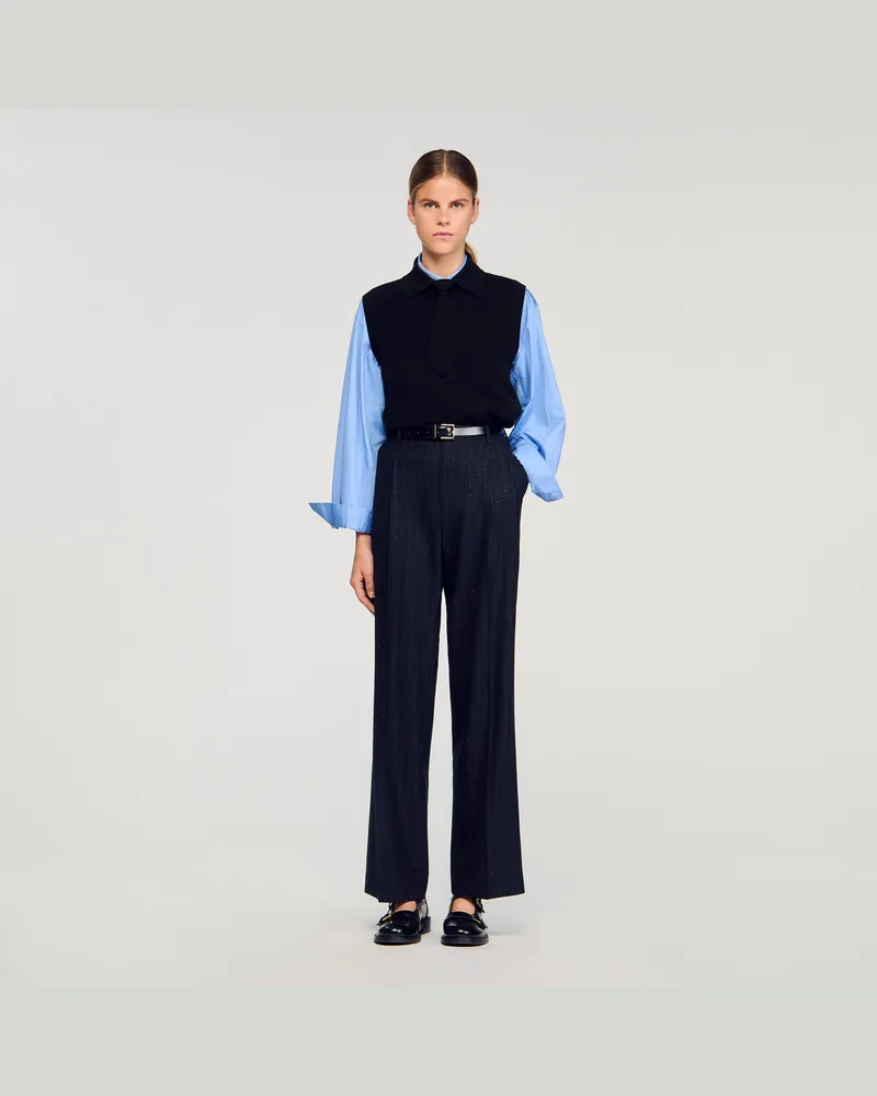 Sandro Pullover mit Krawatte Schwarz