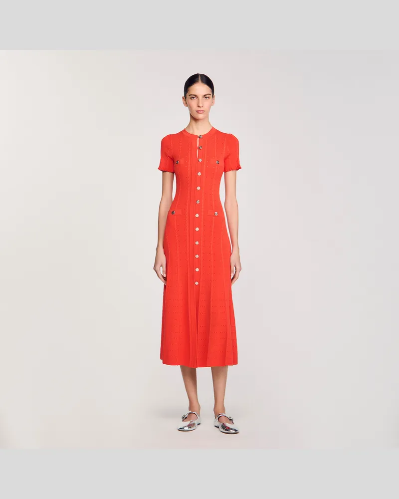 Sandro Langes Strickkleid Coquelicot