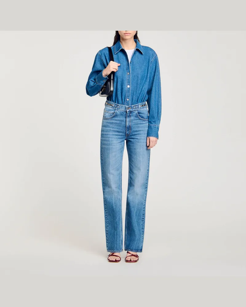 Sandro Hemdbody aus Jeansstoff Jeansblau