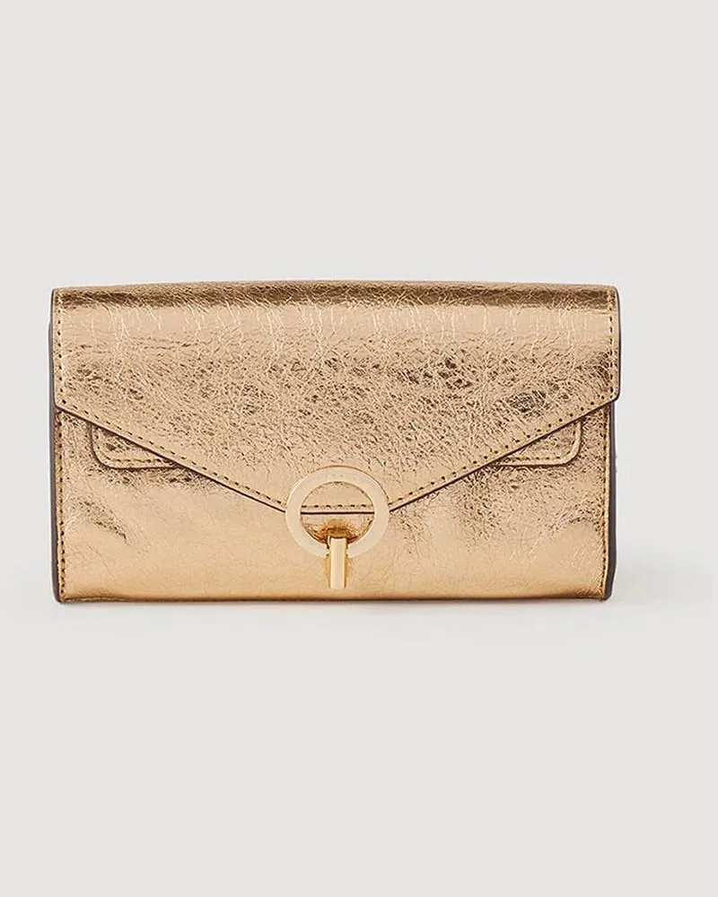 Sandro Pochette aus goldfarbenem Leder Gold