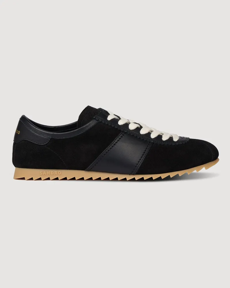 Sandro Niedrige Leder- & Wildledersneakers Schwarz