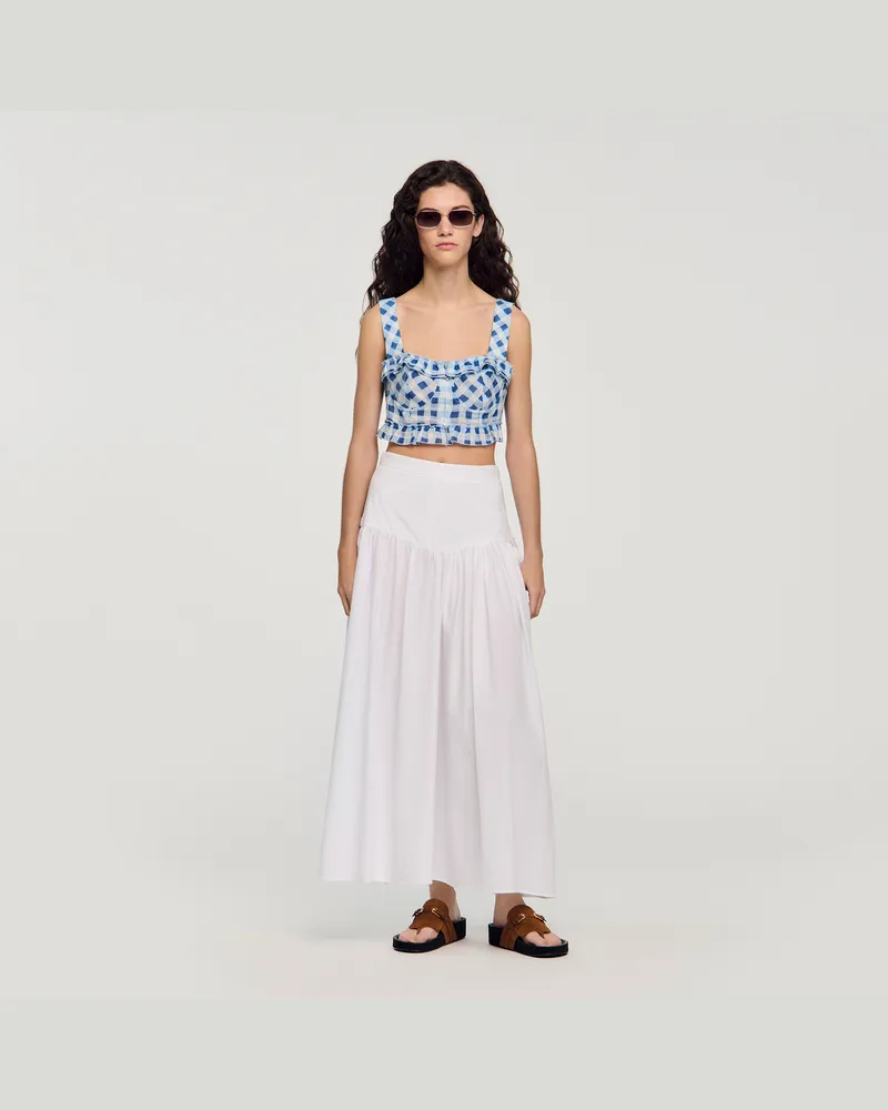 Sandro Kurzes Vichy-Leinentop Blau