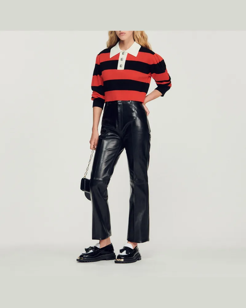 Sandro Hose aus Leder Schwarz