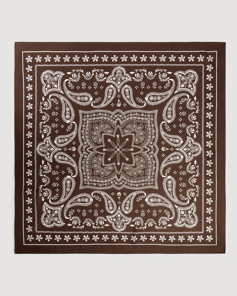 Sandro Seidenhalstuch mit Bandana-Muster Taupe