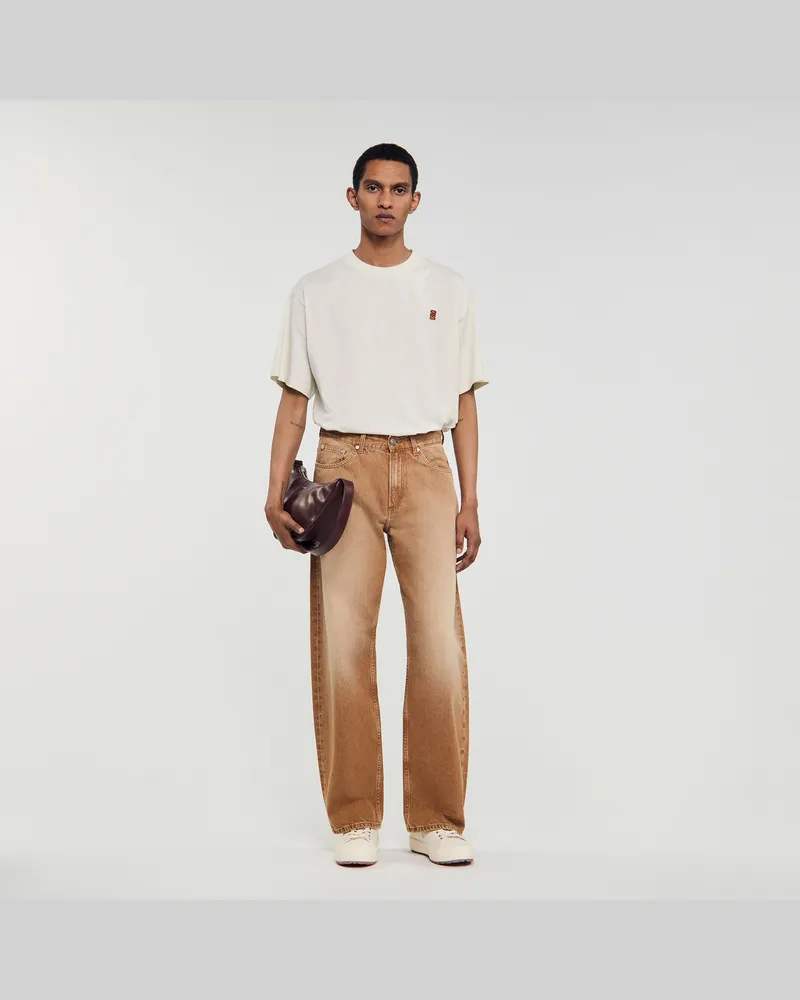Sandro Verwaschene Baggy-Jeans aus Baumwolle Camel.