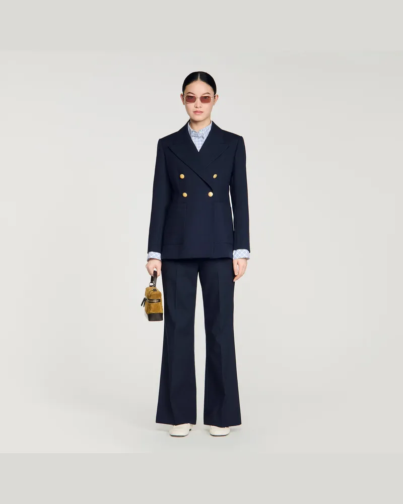 Sandro Taillierter Wollblazer Marine