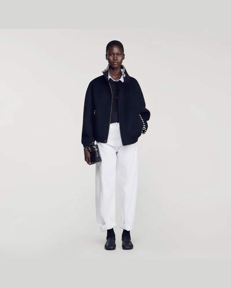 Sandro Blouson mit Ziernähten Schwarz