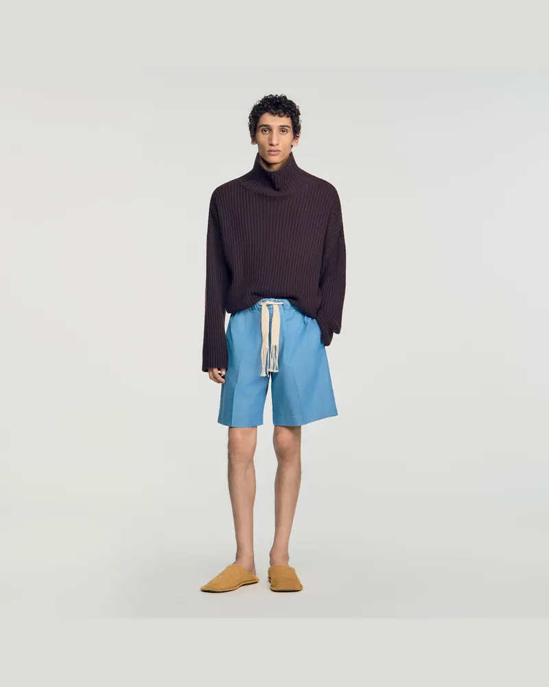 Sandro Shorts aus Baumwolle mit Waschung Chambray