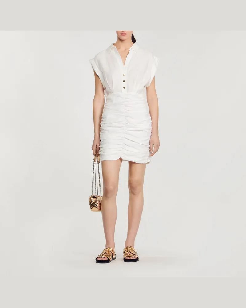 Sandro Kurzes drapiertes Kleid Weiß