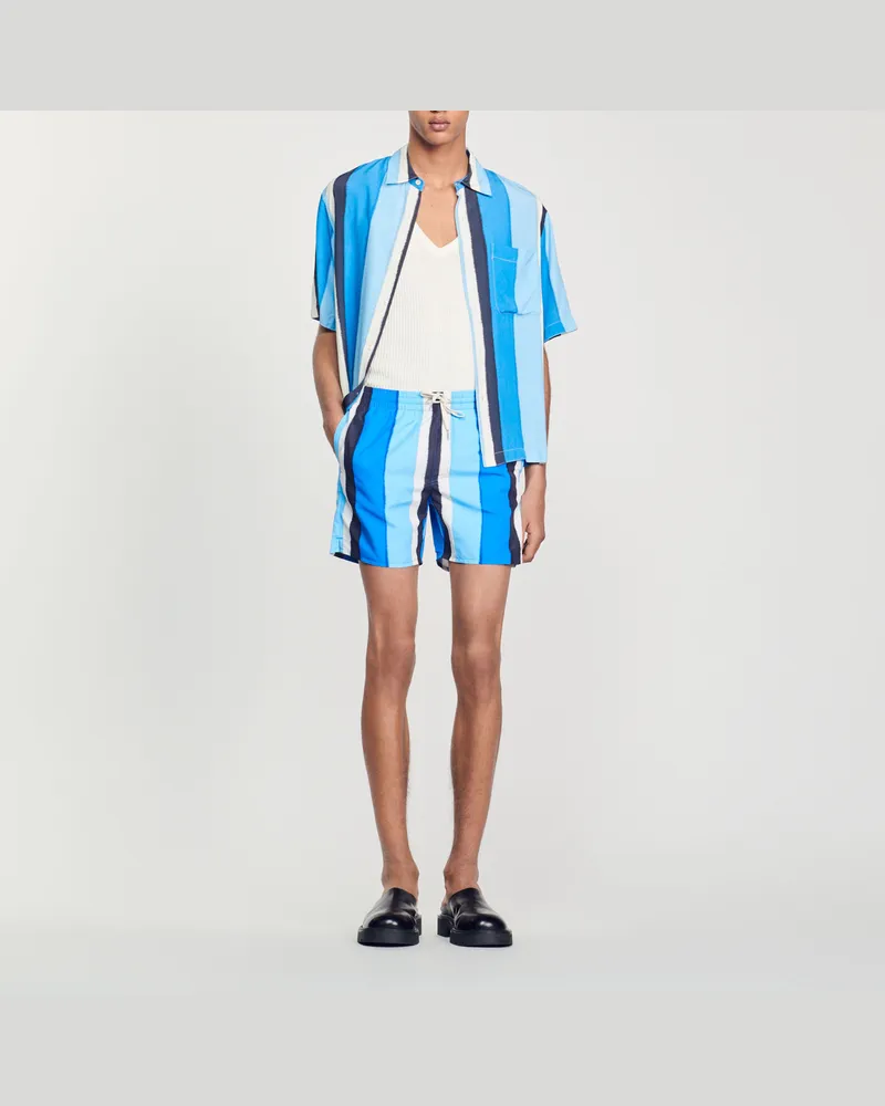 Sandro Badehose mit Streifenprint Blau