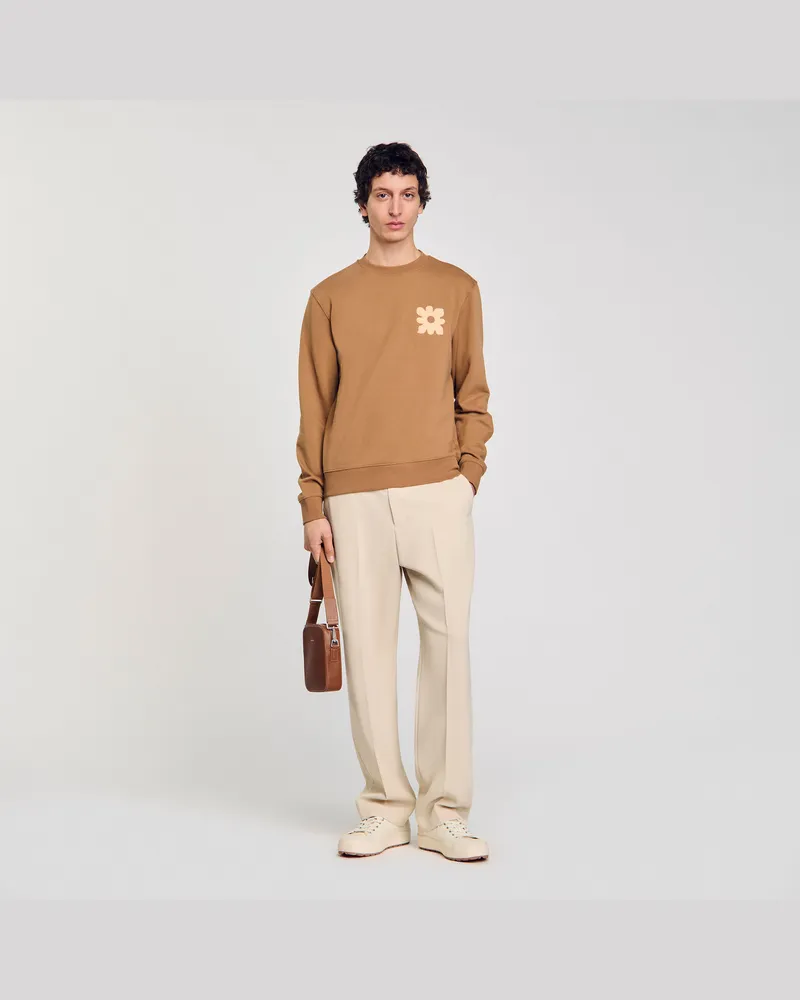 Sandro Sweatshirt mit Blumen-Patch Noix