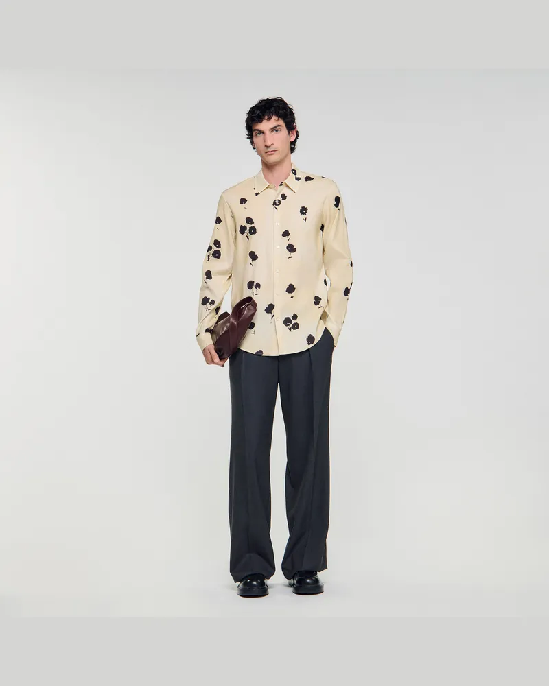 Sandro Hemd aus Leinen mit Blumenprint Off