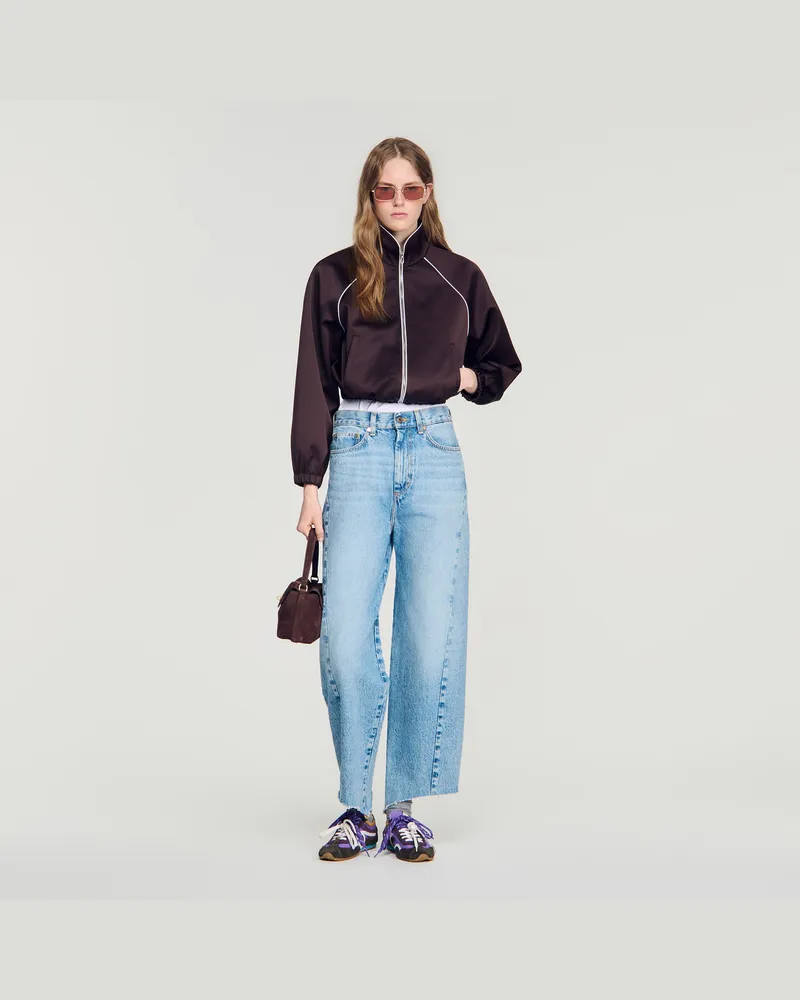 Sandro Kurzer bestickter Satinblouson Braun