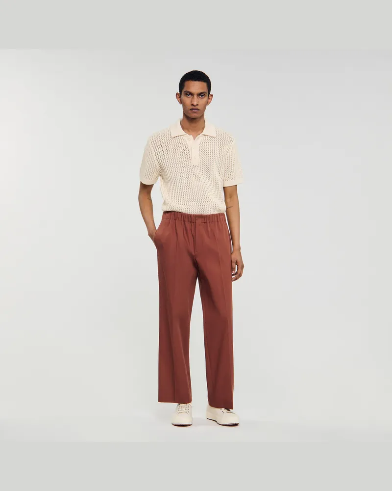 Sandro Weite elastische Hose aus Baumwolle Terra