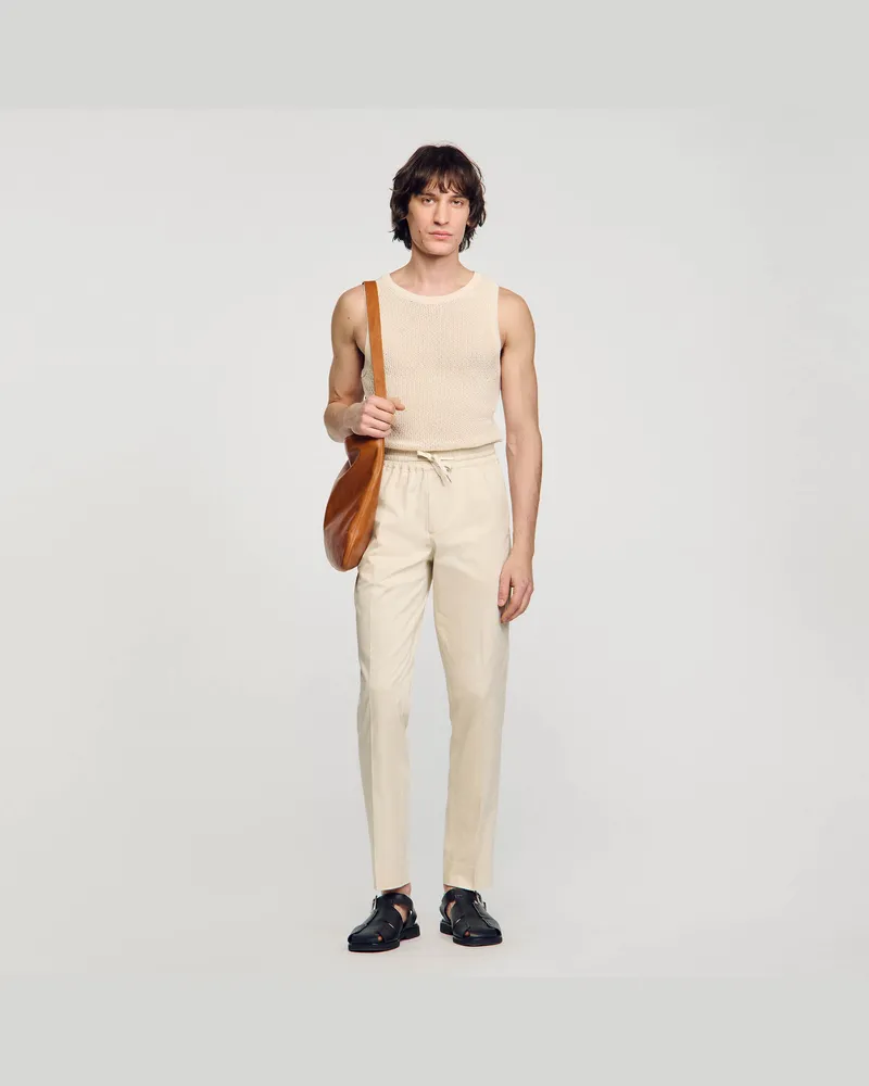 Sandro Elastische Hose mit geradem Schnitt Hellbeige