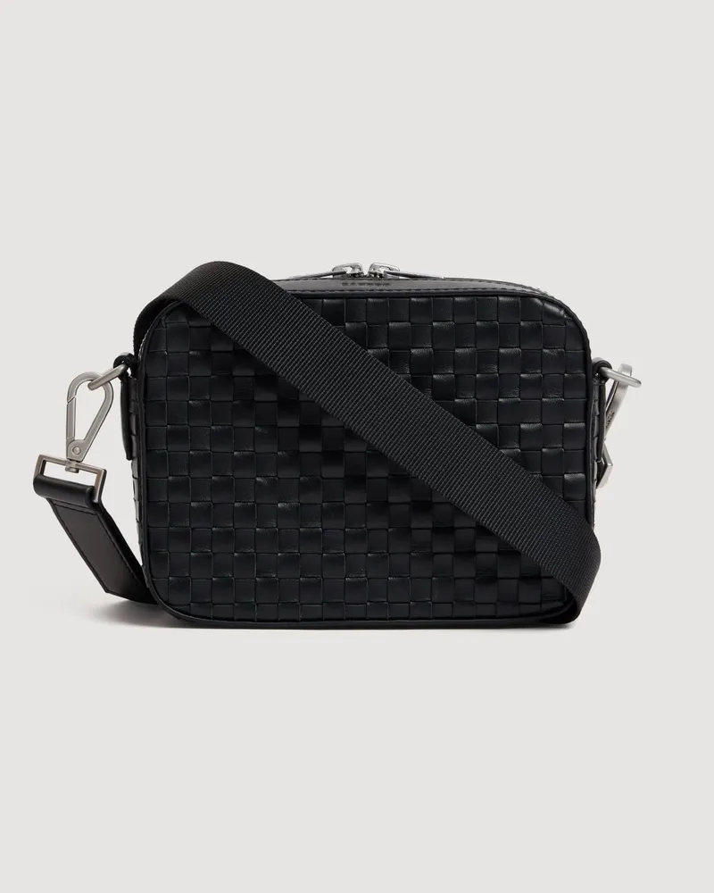 Sandro Kleine Tasche aus geflochtenem Leder Schwarz