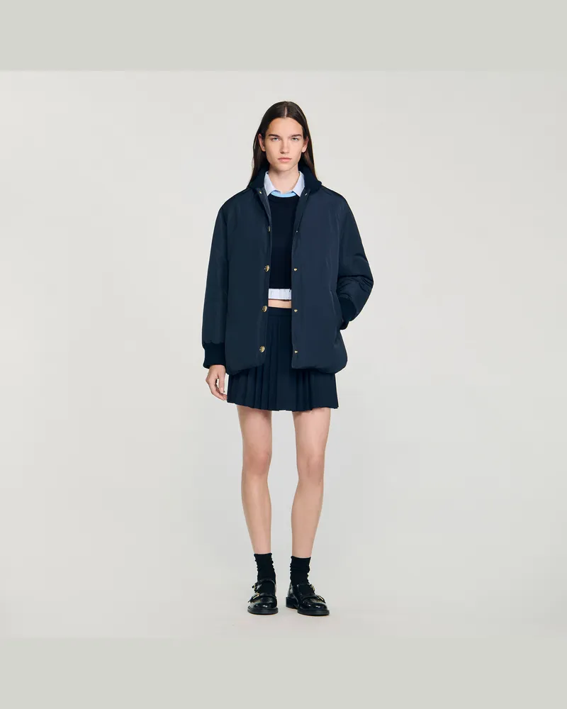 Sandro Daunenjacke mit Teddykragen Marine