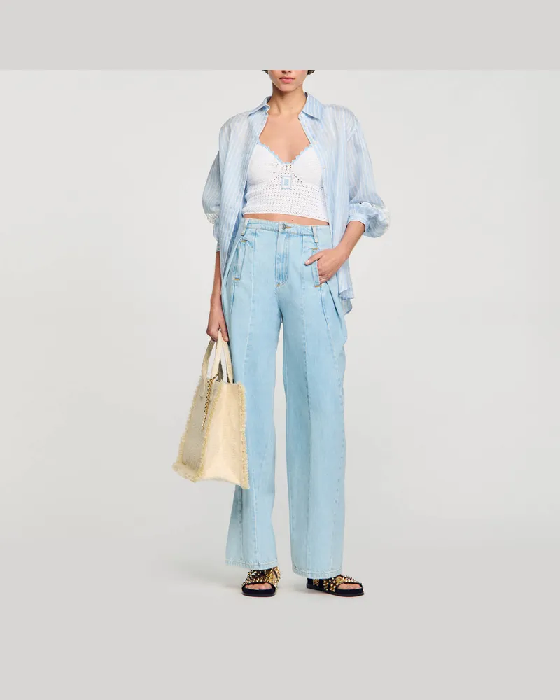 Sandro Brassière-Top in Häkeloptik Weiß