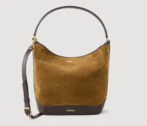 Beuteltasche aus Leder und Wildleder