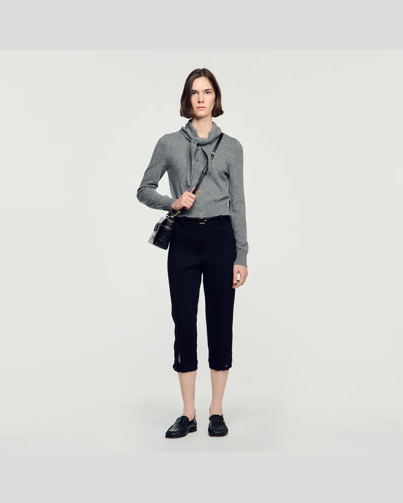 Sandro Cardigan aus Pointelle-Strick Grau